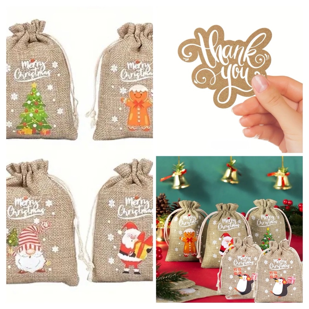 (20pcs) Burlap Gift Bags + Thank You Cards NWT - Picture 1 of 12